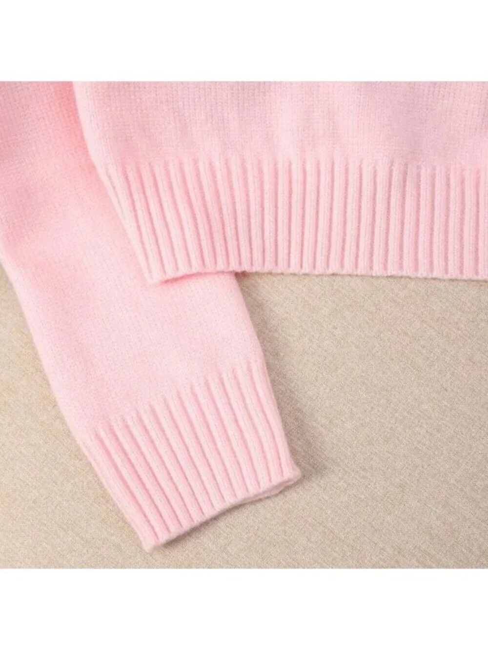 Pink Casual Women's Elegant Patchwork Fur Collar Sweater Cloth - Picture 6 of 7